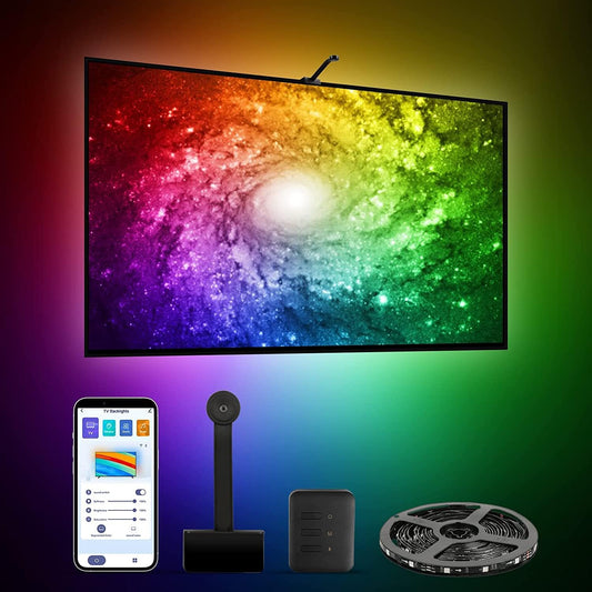 Luces de TV RGBIC, retroiluminación LED de TV, 12.5 pies para TV de 55 a 65 pulgadas